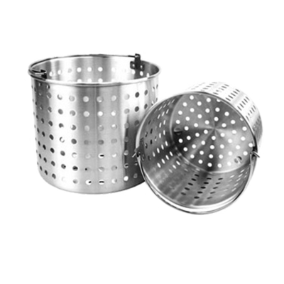 Thunder Group ALSKBK012 Aluminum Mirror Finish Perforated Steamer Basket Fits 100 Qt. Pot ALSKSP011