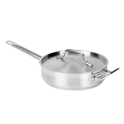 Thunder Group SLSAP070 7 Qt. Stainless Steel Welded Handle Induction Saute Pan with Cover