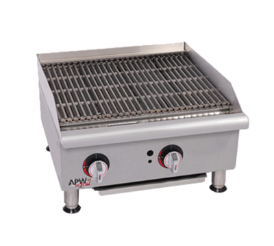 APW Wyott GCB-24S-NG 24" W Stainless Steel Natural Gas Manual Workline Charbroiler - 60,000 BTU