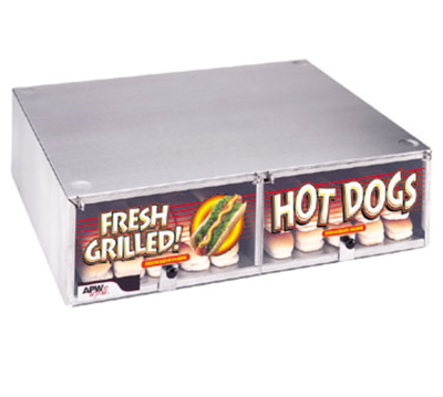 APW Wyott BC-20 50 Buns Stainless Steel Lift Up Plexiglass Door Hot Dog Bun Cabinet
