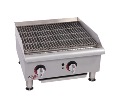 APW Wyott GCRB-48S-LP 48" W Stainless Steel Liquid Propane Manual Workline CharRock Broiler - 120,000 BTU