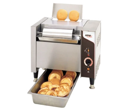 APW Wyott M-95-2 21.63" W Stainless Steel Electric Countertop Bun Grill Conveyor Toaster - 120 Volts