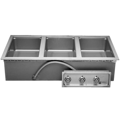 APW Wyott HFW-3DS 43.5" W Stainless Steel Drop-In Hot Food Well Unit with Drain - 208/240 Volts