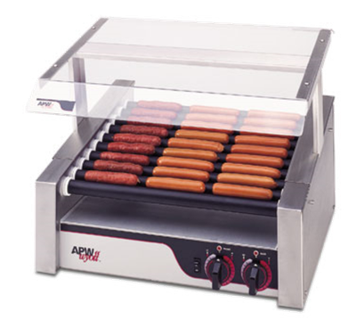 APW Wyott HRS-31S Stainless Steel 10 Slanted Tru-Turn Rollers X*PERT HotRod Hot Dog Grill - 120 Volts
