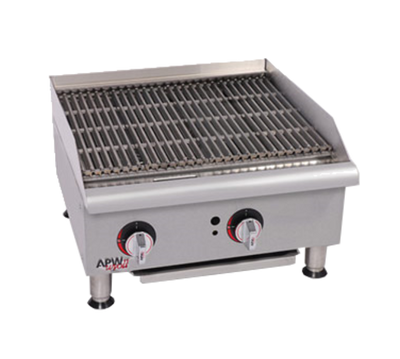 APW Wyott GCRB-24S-NG 24" W Stainless Steel Natural Gas Manual Workline CharRock Broiler - 60,000 BTU