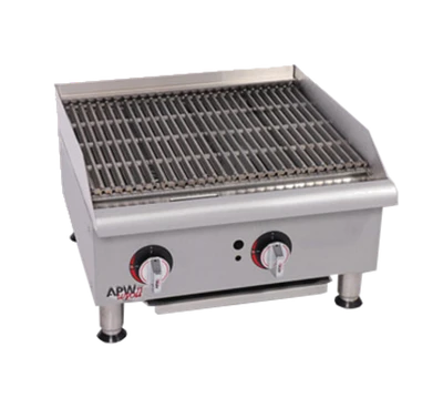 APW Wyott GCRB-24S-NG 24" W Stainless Steel Natural Gas Manual Workline CharRock Broiler - 60,000 BTU