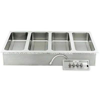 APW Wyott HFW-4S 57.5" W Stainless Steel Drop-In Hot Food Well Unit without Drain - 208 Volts