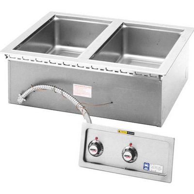 APW Wyott HFW-2DS 29.55" W Stainless Steel Drop-In Hot Food Well Unit with Drain - 208 Volts