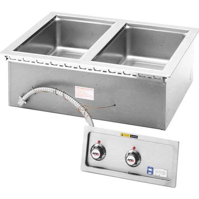 APW Wyott HFW-2DS 29.55" W Stainless Steel Drop-In Hot Food Well Unit with Drain - 208 Volts
