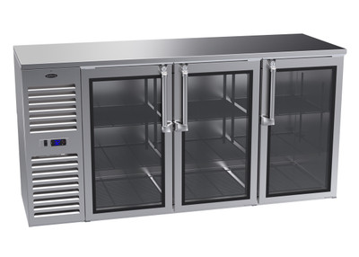 Krowne NS72 3 Solid Swing Doors Black Refrigerated Back Bar Storage Cabinet