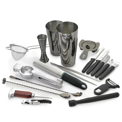 Krowne KR-BK2 Deluxe Gun Metal Black 18-Piece Cocktail Kit