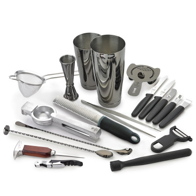 Krowne KR-BK2 Deluxe Gun Metal Black 18-Piece Cocktail Kit
