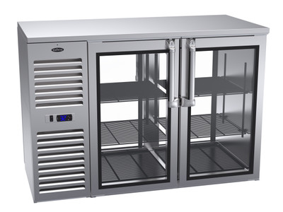 Krowne KPT52L 4 Solid Swing Doors Black Pass-Thru Refrigerated Back Bar Cabinet