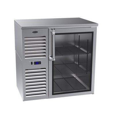 Krowne BS36 1 Solid Swing Door Stainless Steel Refrigerated Back Bar Storage Cabinet