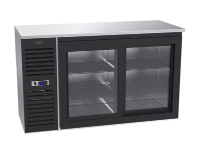 Krowne SD60 2 Glass Sliding Doors Black Refrigerated Back Bar Storage Cabinet