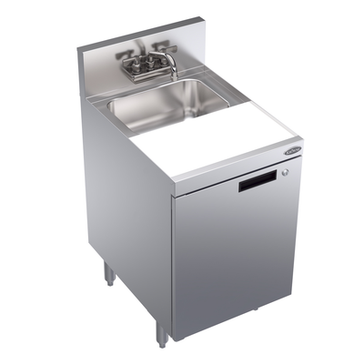 Krowne KR24-MT18-C 18" W Stainless Steel Royal Series Underbar Waste Sink Unit with Adjustable Cutting Board