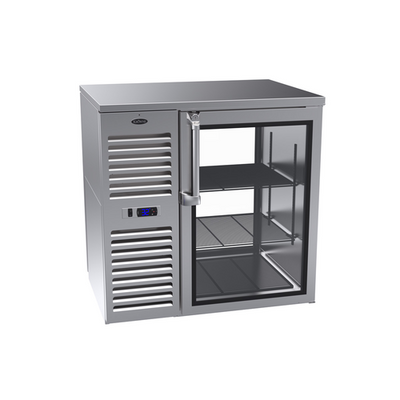 Krowne KPT36L 2 Solid Swing Doors Black Pass-Thru Refrigerated Back Bar Cabinet