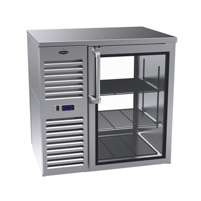 Krowne KPT36L 2 Solid Swing Doors Black Pass-Thru Refrigerated Back Bar Cabinet