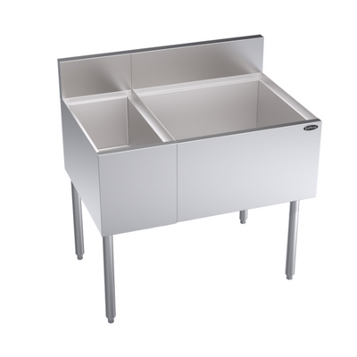 Krowne KR24-M36R-10 36&quot; W Stainless Steel Royal Series Underbar Multi Station Ice Bin with Bottle Well