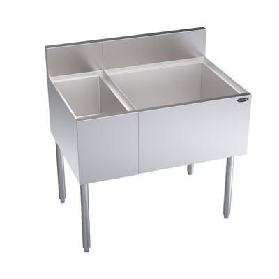 Krowne KR24-M36R-10 36" W Stainless Steel Royal Series Underbar Multi Station Ice Bin with Bottle Well