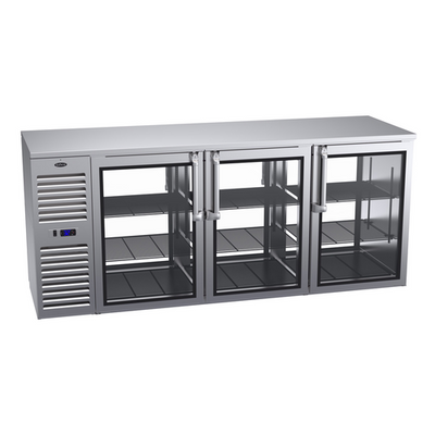 Krowne KPT84L 6 Solid Swing Doors Black Pass-Thru Refrigerated Back Bar Cabinet