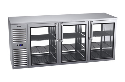 Krowne KPT84L 6 Solid Swing Doors Black Pass-Thru Refrigerated Back Bar Cabinet
