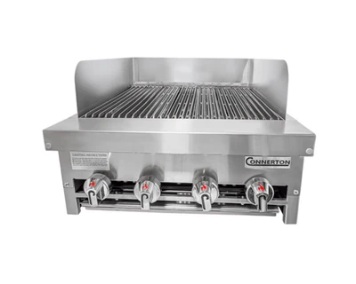 Connerton CRB-48-NG 48" W Stainless Steel Countertop Natural Gas Cast Iron Grates Charbroiler - 200,000 BTU