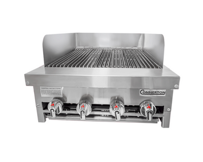 Connerton CRB-30-NG 30" W Stainless Steel Countertop Natural Gas Cast Iron Grates Charbroiler - 125,000 BTU