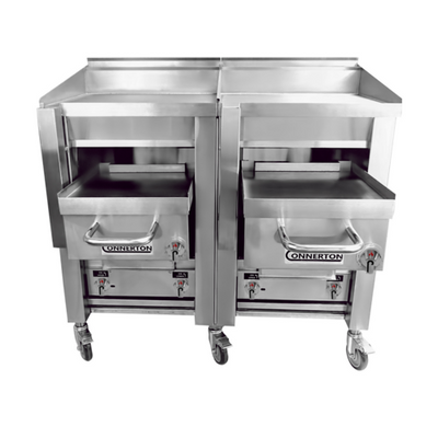 Connerton A-4F-48-LP 46.75&quot; W Stainless Steel Liquid Propane Floor Model Griddle and Overfire Broiler Combination - 156,000 BTU