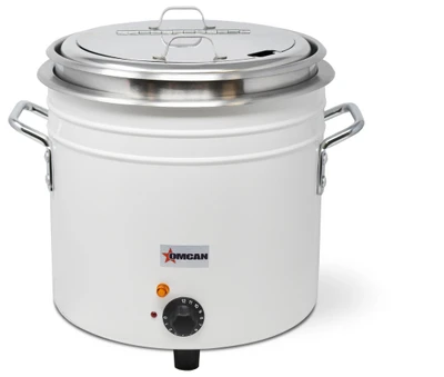 Omcan USA 46708 11 Qt. White Coated Ceramic Electric Retro Stock Pot Kettle