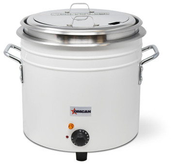 Omcan USA 46708 11 Qt. White Coated Ceramic Electric Retro Stock Pot Kettle