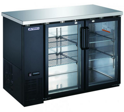 Omcan USA 59060 15.8 Ft. Black 2 Doors Aurora Refrigerated Back Bar Cooler - 115 Volts