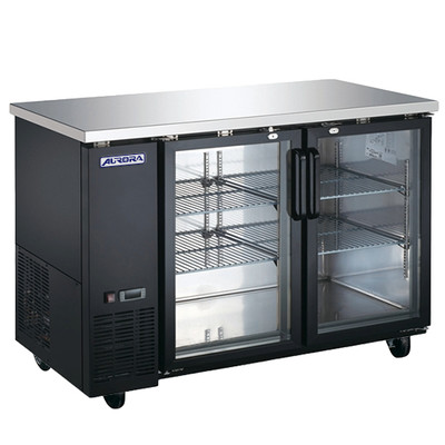Omcan USA 59060 15.8 Ft. Black 2 Doors Aurora Refrigerated Back Bar Cooler - 115 Volts