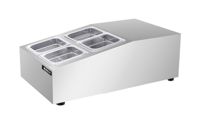 Omcan USA 47861 15" W Stainless Steel Countertop Refrigerated Prep Rail Salad Bar Station - 110 Volts