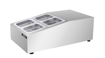 Omcan USA 47861 15" W Stainless Steel Countertop Refrigerated Prep Rail Salad Bar Station - 110 Volts
