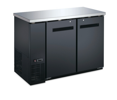 Omcan USA 59057 11.2 Cu. Ft. Black 2 Doors Aurora Refrigerated Back Bar Cooler - 115 Volts