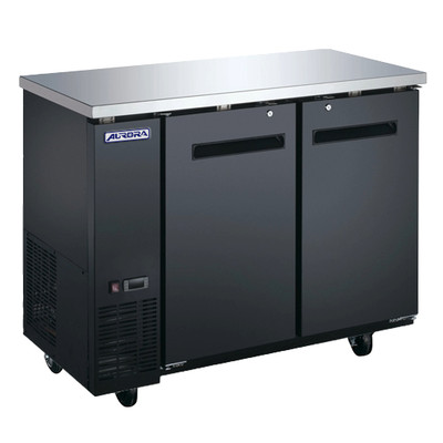 Omcan USA 59057 11.2 Cu. Ft. Black 2 Doors Aurora Refrigerated Back Bar Cooler - 115 Volts