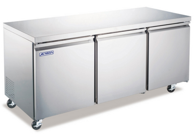 Omcan USA 59091 15.5 Cu. Ft. Stainless Steel 3-Section Reach-In Aurora Display Refrigerator - 115 Volts