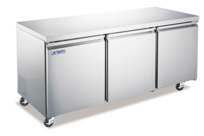 Omcan USA 59091 15.5 Cu. Ft. Stainless Steel 3-Section Reach-In Aurora Display Refrigerator - 115 Volts