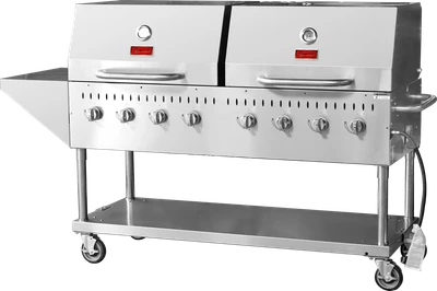 Omcan USA 47353 64.17" W Stainless Steel Liquid Propane Outdoor Propane BBQ Grill - 58,000 BTU