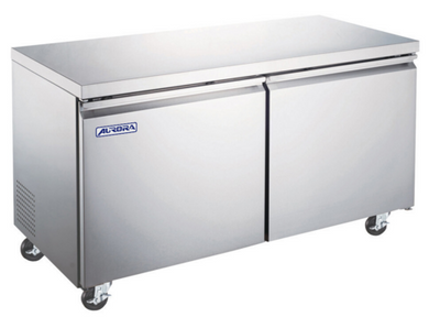 Omcan USA 59093 15 Cu. Ft. Stainless Steel 2-Section Reach-In Aurora Display Refrigerator - 115 Volts