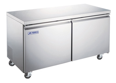 Omcan USA 59093 15 Cu. Ft. Stainless Steel 2-Section Reach-In Aurora Display Refrigerator - 115 Volts