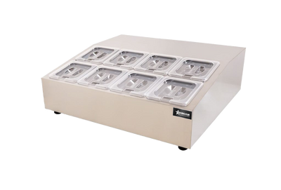 Omcan USA 47862 28" W Stainless Steel Countertop Refrigerated Prep Rail Salad Bar Station - 110 Volts