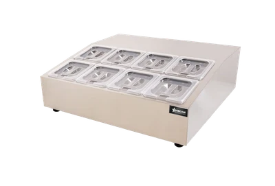Omcan USA 47862 28" W Stainless Steel Countertop Refrigerated Prep Rail Salad Bar Station - 110 Volts