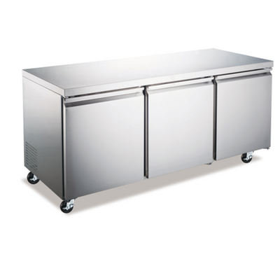 Omcan USA 50091 15.5 Cu. Ft. Stainless Steel 3-Section Reach-In Aurora Display Refrigerator - 115 Volts