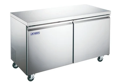 Omcan USA 59055 11.3 Cu. Ft. Stainless Steel 2-Section Aurora Under Counter Freezer - 115 Volts