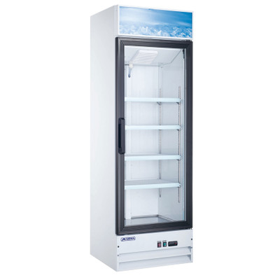 Omcan USA 59035 13.5 Cu. Ft. Stainless Steel 1-Section Reach-In Aurora Display Refrigerator - 110 Volts