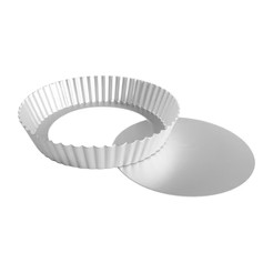 Fat Daddio's PFT-102 10" W x 2" D Anodized Aluminum Fluted Tart and Quiche Pan