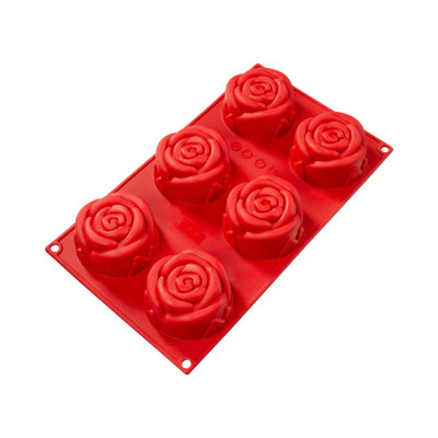 Fat Daddio's SMF-077 1.52 Oz. Silicone 6-Compartment Rose Baking Molds