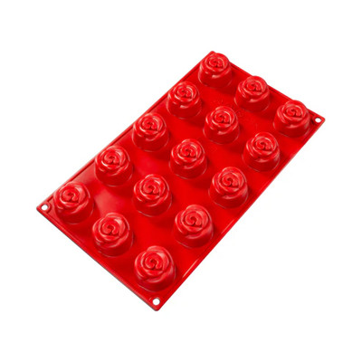 Fat Daddio's SMF-074 1.01 Oz. Silicone 15-Compartment Rose Baking Molds
